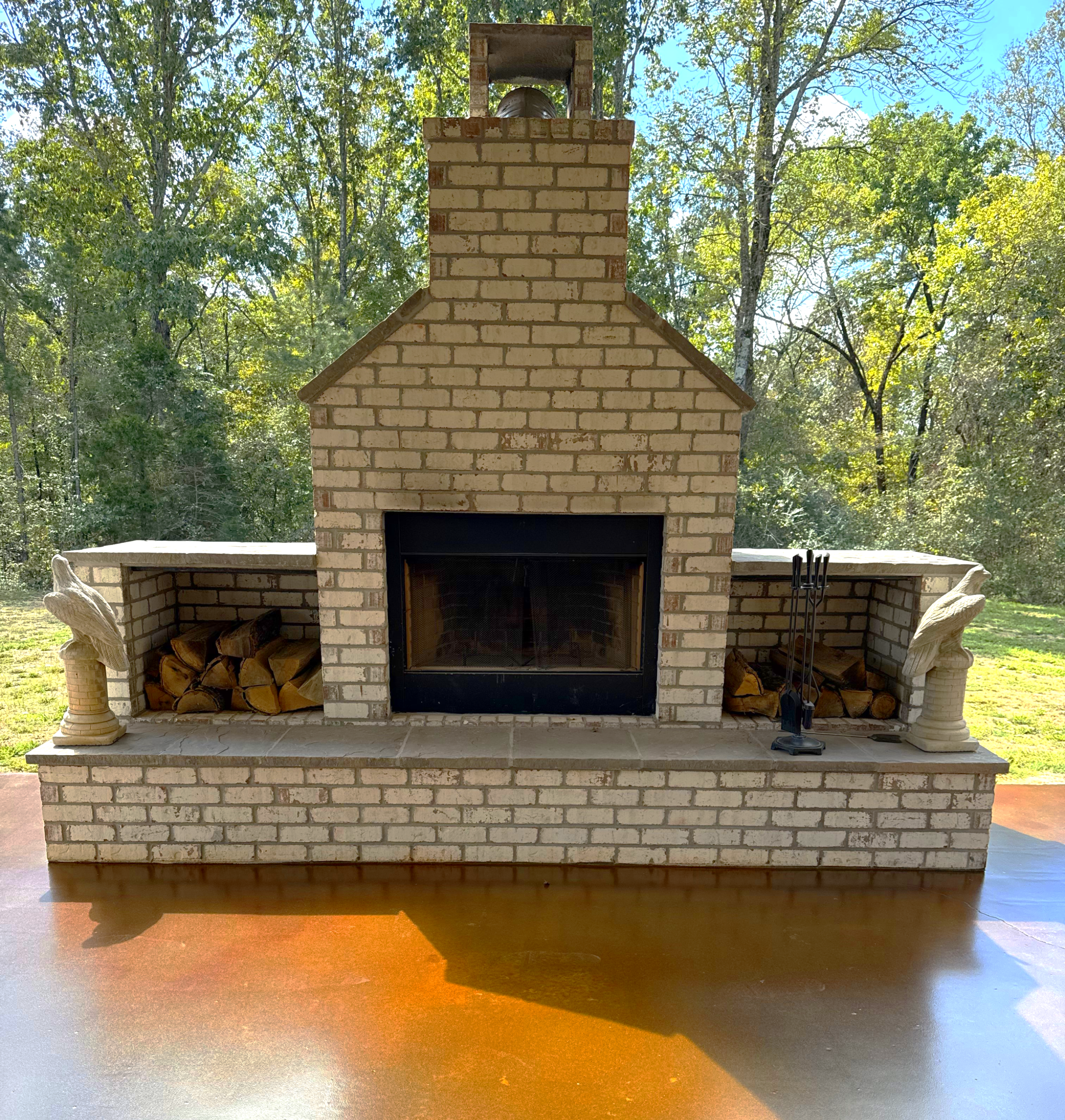 Custom outdoor fireplace